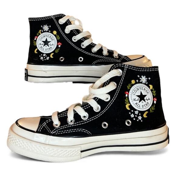 Chuck Taylor Embroidered HIgh Tops Black - Picture 2 of 8